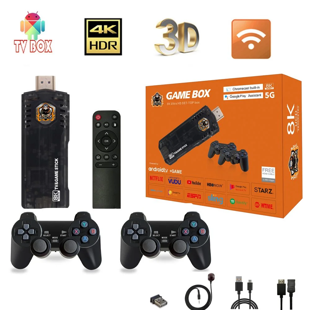 X8 Android TV Box Game Console Double System Wireless Controller Game Stick  4K 10000 Games Retro Games for PS1/GBA Boy Gift » Mobile Daraz