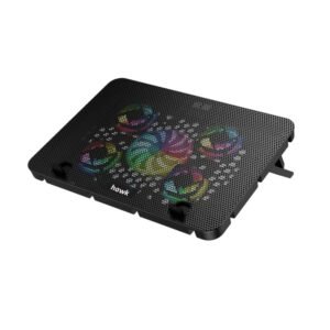 HAWK 069 laptop 5 Fan cooling Pad Ergonomic Cooling Pad with Adjustable Height  (Black)
