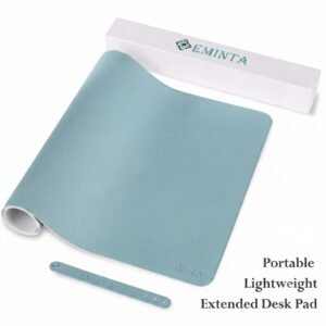 Dual Sided Desk Pad, New Upgrade Sewing PU Leather Office Desk Mat, Waterproof Desk Blotter Protector, Desk Writing Mat Mouse Pad (Classical Blue, 23.6" x 13.7")