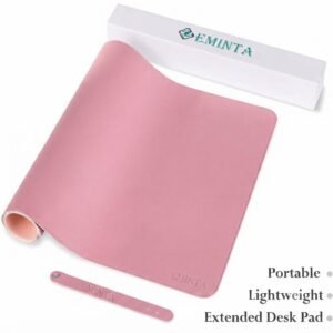 Dual Sided Desk Pad, New Upgrade Sewing PU Leather Office Desk Mat, Waterproof Desk Blotter Protector, Desk Writing Mat Mouse Pad (Classical Pink, 23.6" x 13.7")