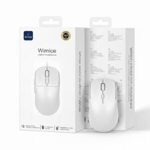 WIWU WM111 White Wired Office Mouse 6-Button Layout for Enhanced Productivity